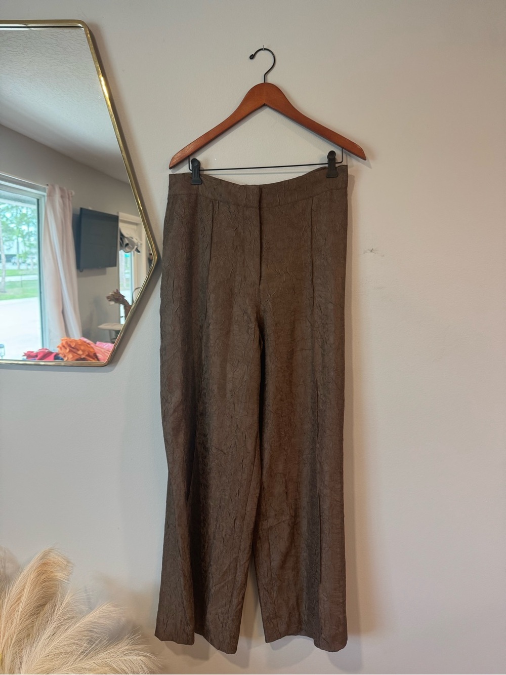 House of Harlow 1960 Brown Textured Fabric Pants Size Large